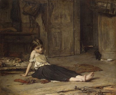 Flicka vid elden, 1867 av Frank Holl