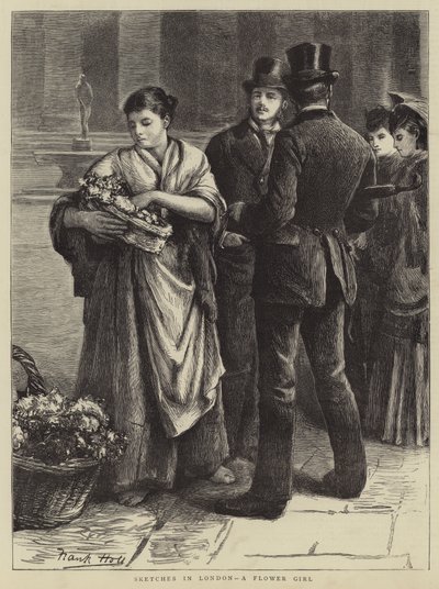 Skisser i London, en Flower Girl av Frank Holl