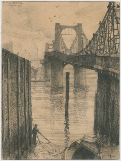 Chelsea Suspension Bridge (gravyr) av Frank Lewis Emanuel