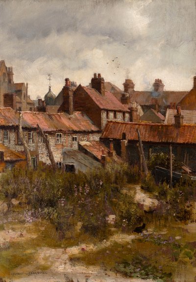 Downalong, St Ives (olja på pannå) av Frank Lewis Emanuel