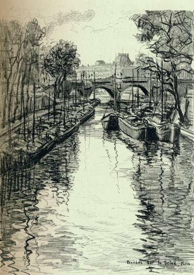 Pråmar på Seine, 1915 av Frank Milton Armington