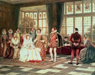 Drottning Elizabeth I (1533-1603) vid hovet av Frank Moss Bennett