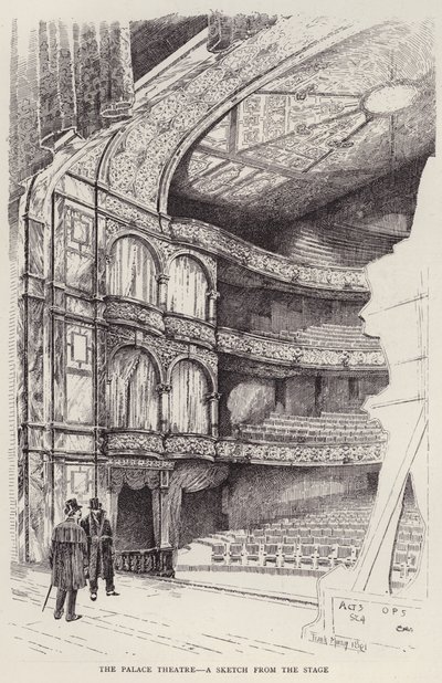 Interiör av Palace Theatre, London (litho) av Frank Murray