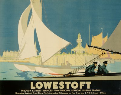 Lowestoft (färg litho) av Frank Newbould