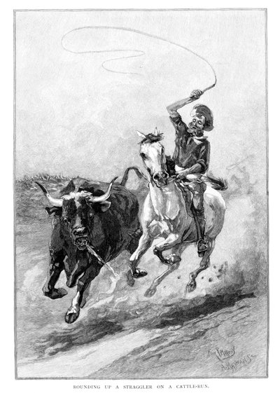 Rounding Up A Straggler On A Cattle Run, Australien, 1886 av Frank P. Mahony