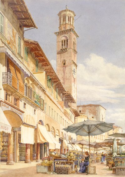 Piazza delle Erbe, Verona, juni - september 1884 av Frank Randal