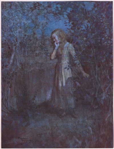 Ljuset hade övergått i mörker och kvällen fördjupades till natt, ca 1920 (färglitografi) av Frank Reynolds