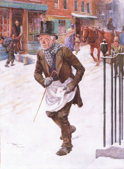 Trotty Veck (The Chimes) (färglitografi) av Frank Reynolds