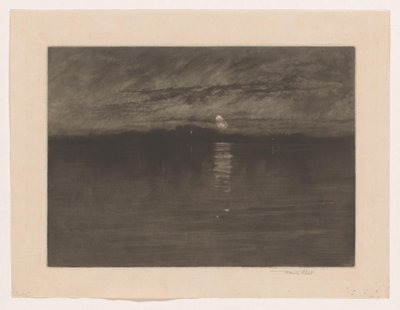 Nattlandskap med en sjö När den trötta månen var på väg att avta, Dort av Frank Short (signed by artist)