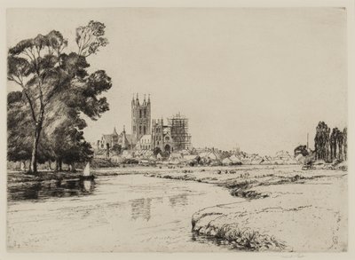Canterbury från ängarna, 1930 av Frank Short