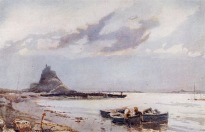 Holy Island (färg litho) av Frank Southgate