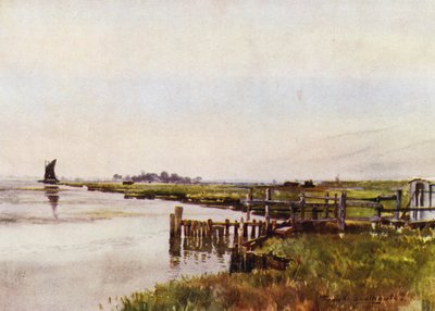 Norfolk Broads: Breydon Rond (färg litho) av Frank Southgate