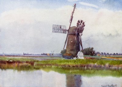Norfolk Broads: Mill Country ovanför Stokesby (färg litho) av Frank Southgate