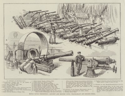Royal Naval Exhibition, antika och moderna vapen, vevaxel och panna-skal av Frank Watkins