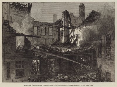 Ruinerna av Scottish Corporation Hall, Crane-Court, Fleet-Street, efter branden av Frank Watkins