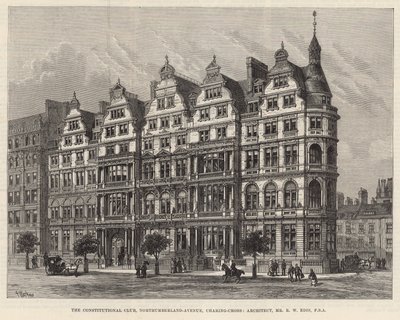 The Constitutional Club, Northumberland Avenue (gravyr) av Frank Watkins