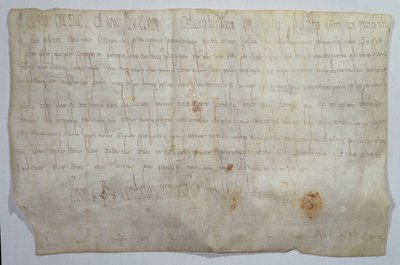 Dokument signerat av kejsar Karl den store (742-814) med hans monogram (pergament) av Frankish School
