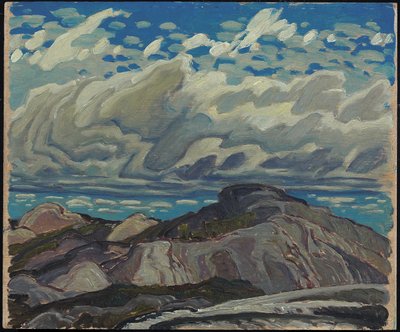 oktober, Cranberry Hills, 1943 (olja på plywoodpanel) av Franklin Carmichael