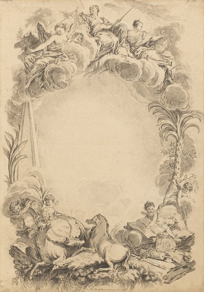 Design för en escutcheon till ära av William Earl Cowper (ca. 1665-1723) av François Boucher