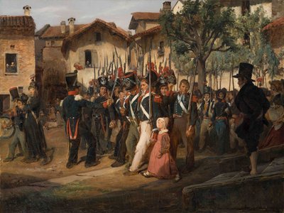 National Campaign Guard marscherar förbi borgmästaren. av François August Biard