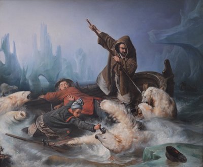 Slåss med isbjörnar av François Auguste Biard