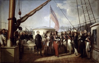 Drottning Victoria tog emot kung Louis Philippe I ombord på Royal Yacht den 2 september 1843 av François Auguste Biard