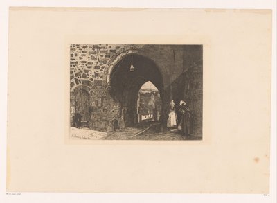 Gezicht op de Porte de St. Malo te Dinan Tio etsningar, tecknade och graverade av F. Bonvin, Målare (serietitel) av François Bonvin
