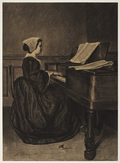 Kvinna vid Spinet av François Bonvin