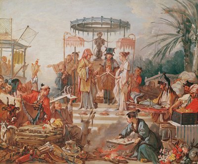Ett kinesiskt äktenskap, studie för en tecknad gobeläng, c.1742 av François Boucher