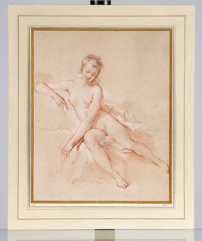 En sittande kvinnlig naken av François Boucher