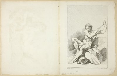 Academic Naken (recto och verso), från Second Book of Academic Figures delvis graverad av professorerna vid Royal Academy av François Boucher