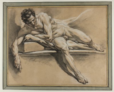 Akademisk studie av en liggande manlig naken av François Boucher