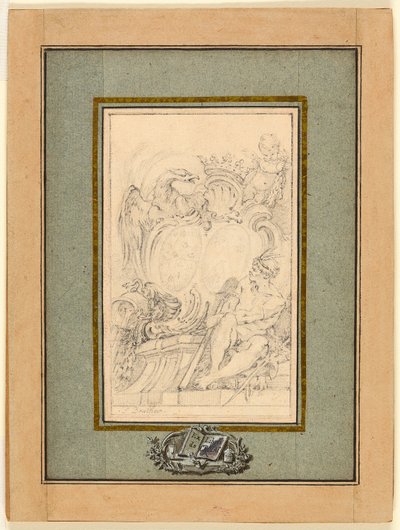 Armorial Bookplate för Crozat, Baron de Thiers av François Boucher