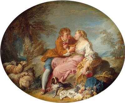 Boucher - Pastoralscen, tidigt 1730-tal av François Boucher