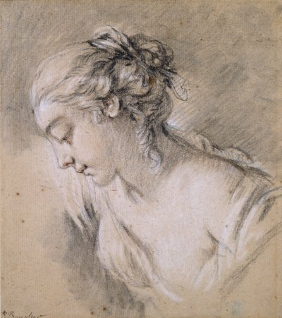Byst av en flicka i profil till vänster, mitten av 1700-talet av François Boucher