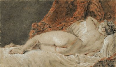 Liggande kvinna sedd bakifrån, kallad Sleep, ca 1720. av François Boucher