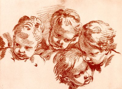 Fyra studier av barnhuvuden av François Boucher
