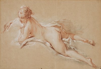 Franska: Kvinna liggande på mage av François Boucher