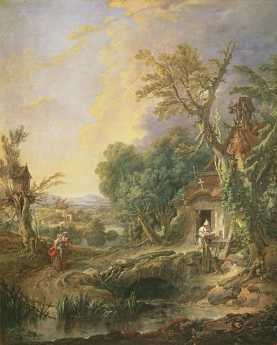 Landskap med eremit, 1742 av François Boucher