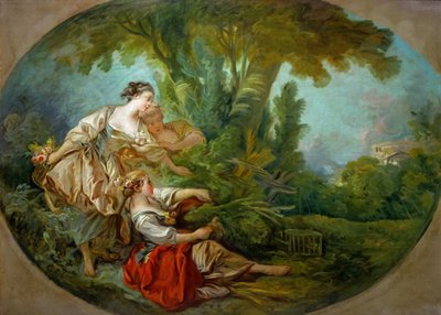 Lappeau, sa. Lappeau, dit loiseau fångad i näten Lockfågeln, även kallad The bird cau av François Boucher