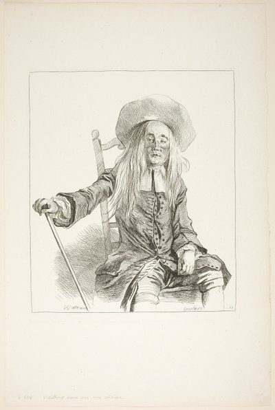 Man som sitter på en stol av François Boucher