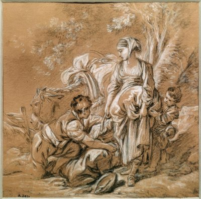 Bondkvinna och hennes barn av François Boucher