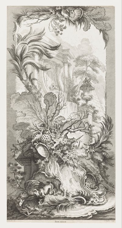 Rocaille [Rokokodesign], i Nouveaux Morceaux pour des Paravents [Nya koncept för skärmar]. av François Boucher