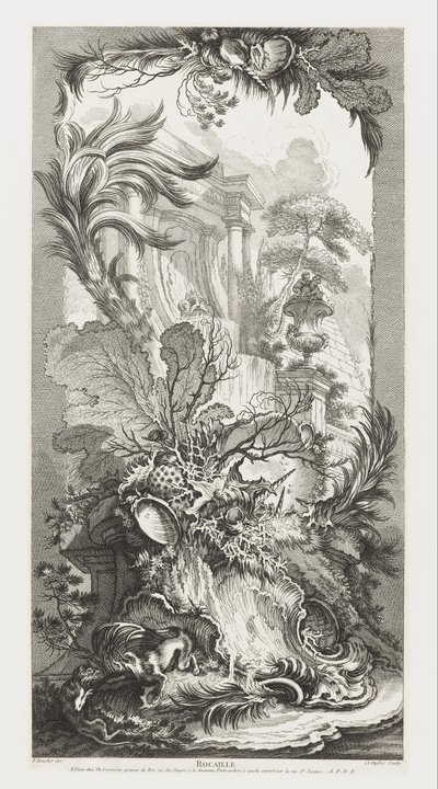 Rocaille [Rococo Design] i Nouveaux Morceaux pour des paravents [Nya koncept för skärmar] av François Boucher