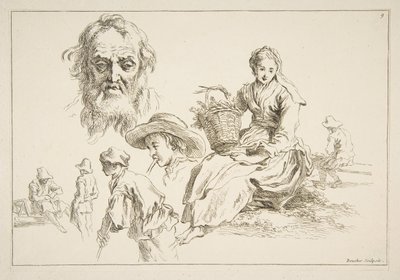 Skissblad, ca. 1735. av François Boucher