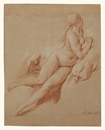 Studie av en liggande nakenbild av François Boucher