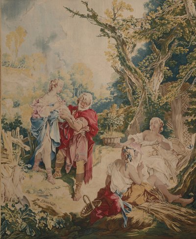 Gobeläng som visar Psyche och korgmakaren av François Boucher