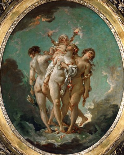 De tre nåderna håller Amor av François Boucher