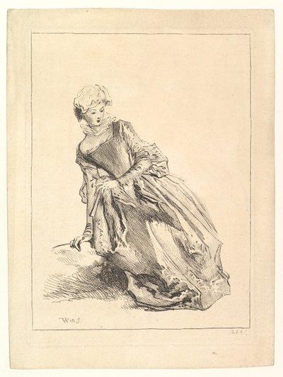 Kvinna lutad åt vänster, 1722-28. av François Boucher