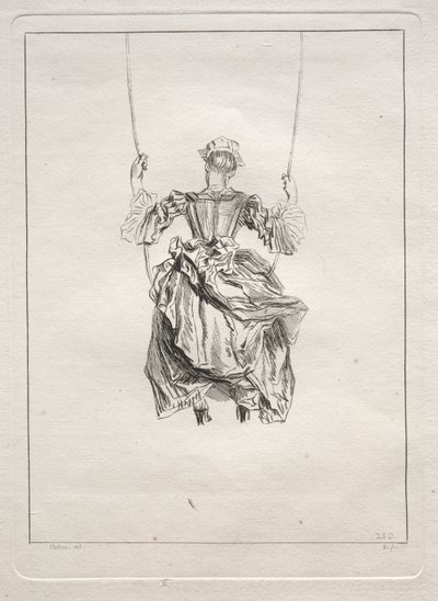 Kvinna på en gunga, sedd bakifrån av François Boucher